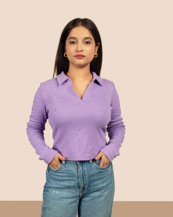 Lavender Luxe Ribbed Polo