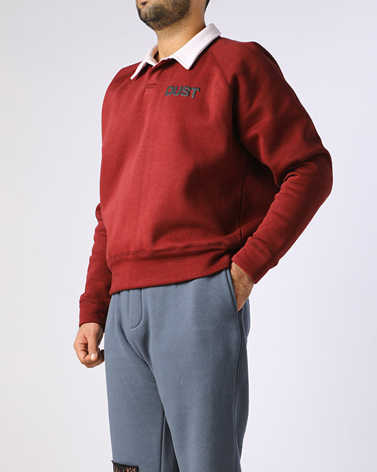 Classic Maroon Rugby-Style Pullover Sweater