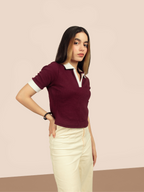 Vanta Wine Ribbed Polo