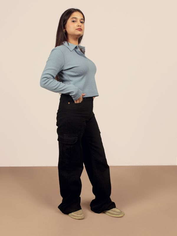 Mist Blue Ribbed Polo