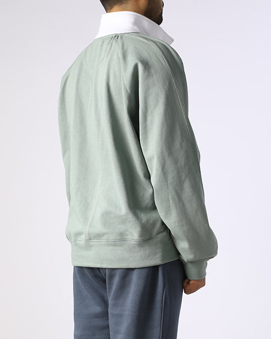 Classic Moss Green Rugby-Style Pullover Sweater